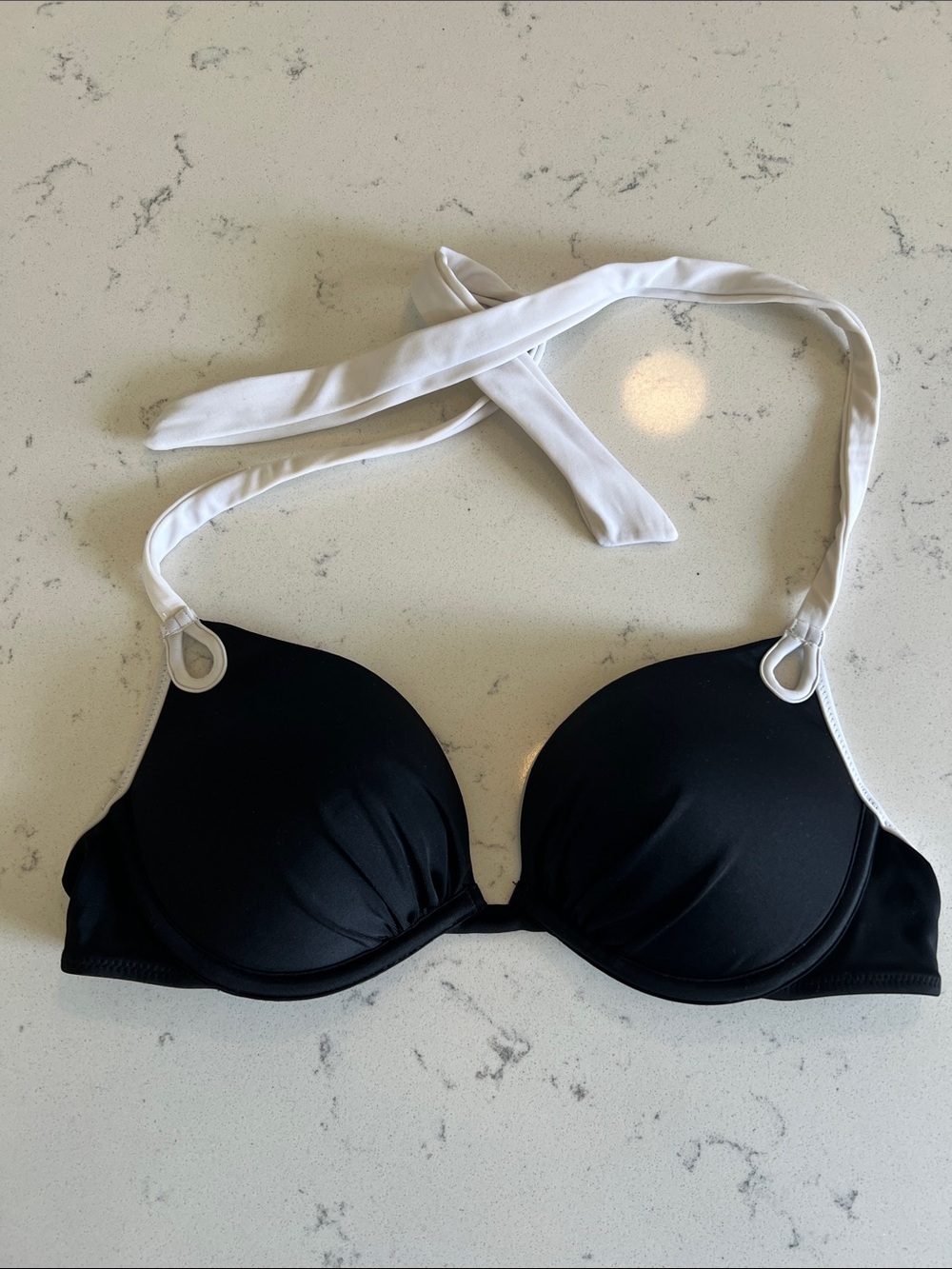 Victoria's Secret Black & White Halter Bikini Top